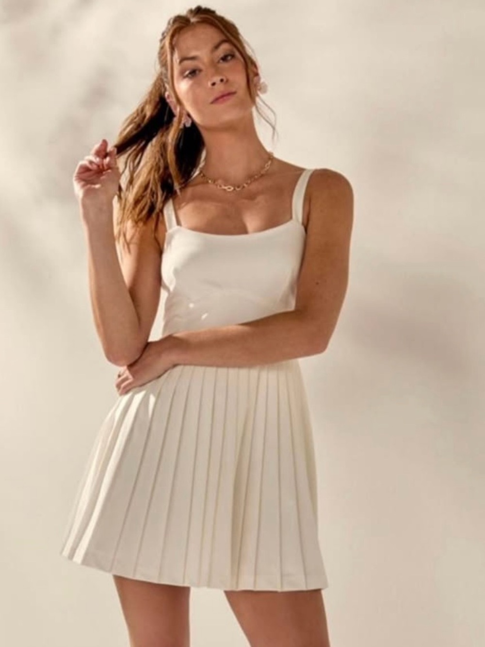 Trixxi Ivory Square Neck Mini Dress